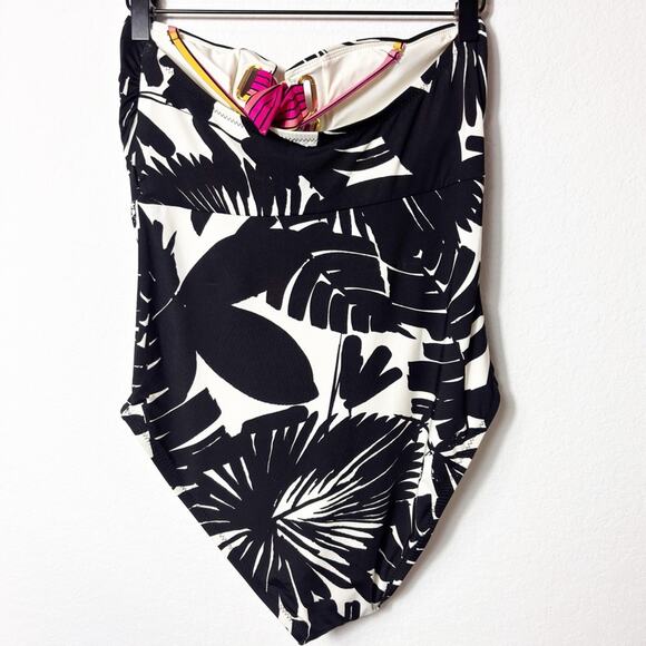 TRINA TURK LENNOX BANDEAU LACE UP BLACK WHITE PINK WOMEN ONE PIECE SIZE 6 NWT - Picture 6 of 10